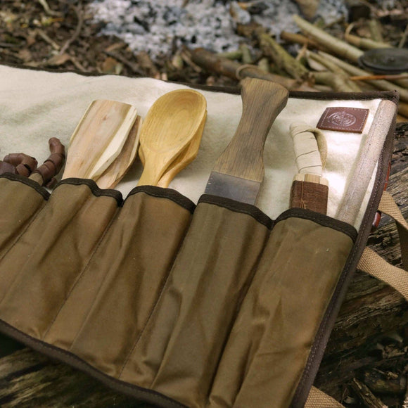 Eksklusiv værktøjsrulle med uldfor – håndlavet - Snedkerværktøj