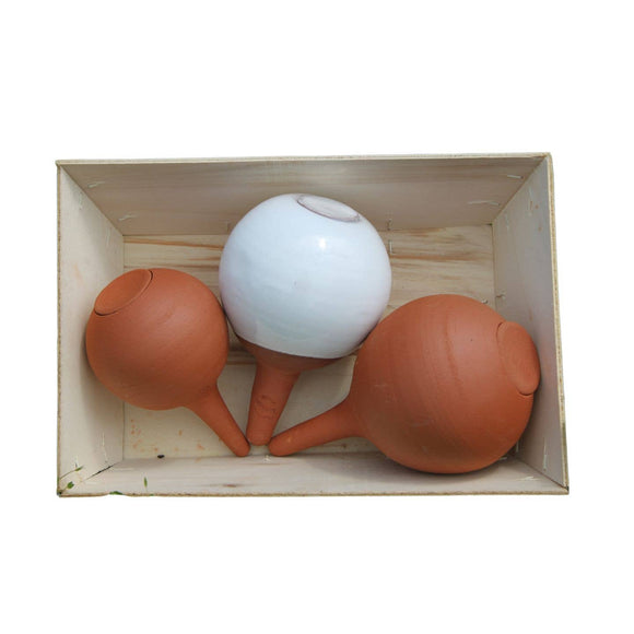 Gavesæt med selvvandingskrukker i håndlavet terrakotta – smuk og bæredygtig gaveidé - Snedkerværktøj