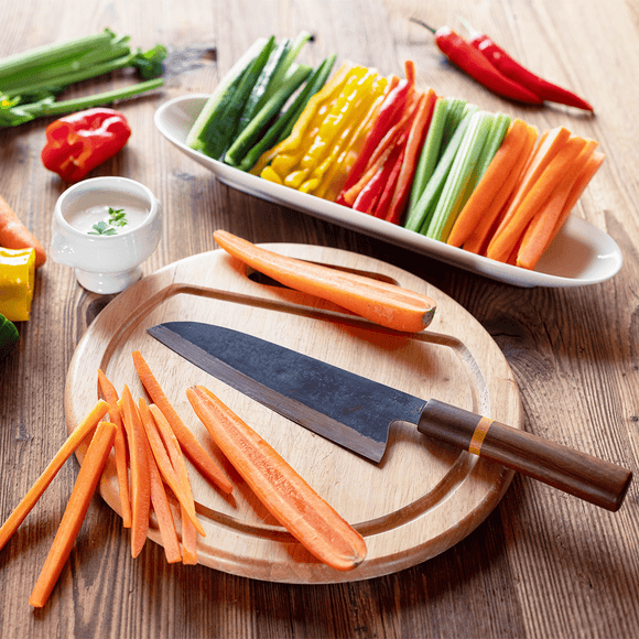 Håndlavet Asiatisk Allround Køkkenkniv i Kulstofstål (19 cm) - Snedkerværktøj