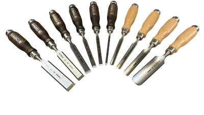 Narex Huljernsæt & Stemmejernssæt i Trækasse 10 stk jern| Cr - Mn 59 HRc - Snedkerværktøj