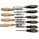 Narex Huljernsæt & Stemmejernssæt i Trækasse 10 stk jern| Cr - Mn 59 HRc - Snedkerværktøj