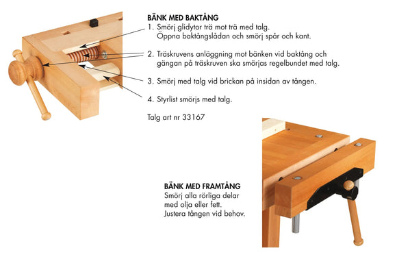Talg til smøring af høvlbænke med træskrue - Snedkerværktøj