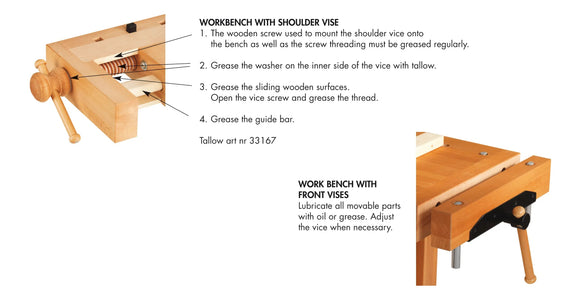 Talg til smøring af høvlbænke med træskrue - Snedkerværktøj